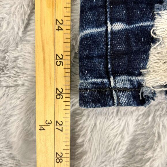 TTB Jeans Women 5 Distressed Skinny Blue Denim Mid Rise Stretch Ripped Hem Punk - Picture 7 of 8
